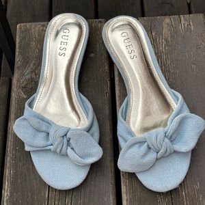 Guess Denim Style Bow Slide Sandals